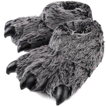 Imagem de ULTRAIDEAS Pantufas De Pata De Animal Para Mulheres E Homens, Pantufas Engraçadas De Garra Para Adultos E Crianças, Sapatos Fofos De Fantasia Unissex (Pata De Urso Preto, Tamanho 13-14 Feminino, Tam