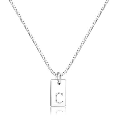 Imagem de Poxtex Colar feminino com inicial de prata 925 em camadas delicadas, colar com pingente de letra A-Z, à prova d'água, moderno, com nome, não mancha, personalizado para presentes de joias para meninas