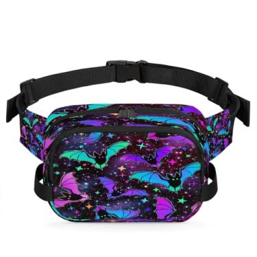 Imagem de Pochete colorida de animais de morcego para mulheres e homens com alça ajustável, bolsa transversal, bolsa de peito, bolsa tiracolo, Cor 1