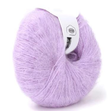 Imagem de GLOGLOW Fio de lã angorá, Fio de tricô Mohair Macio e Quente para Cachecóis e Suéteres, 30% Mohair 50% Fibra, Adequado para Todas As Idades (16 neve verde)
