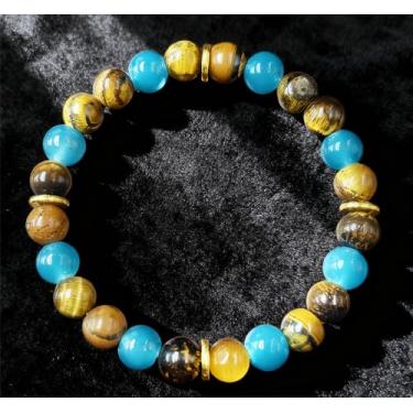 Imagem de Pulseiras elásticas com contas para mulheres riqueza olho de tigre pulseira feita à mão contas de cristal natural joias para sucesso na carreira, One Size, Pedra, Sem Pedra Preciosa