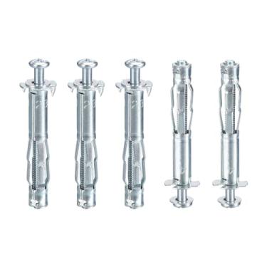 Imagem de DTGN Âncoras de parede ocas M4x46mm - Pacote com 5 - Bom para paredes de gesso de parede oca - Parafusos de âncora de drywall oco de aço carbono, prata