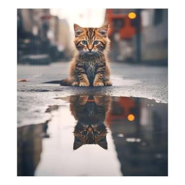 Imagem de Capa magnética para lava-louças Cat on Street Painel magnético reutilizável para máquina de lavar geladeira adesivo 58 x 66 cm