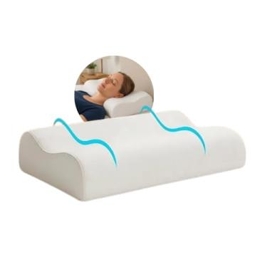 Imagem de Travesseiro Anatômico Ortopédico Cervical - Travesseiro Nasa Viscoelástico Ergonômico para Dor no Pescoço e Coluna - Shop100