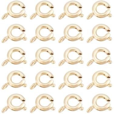 Imagem de Beebeecraft 1 caixa, 20 peças, fechos de anel de mola, banhado a ouro 14K, redondo, gatilho, fecho de lagosta, conector para colar, pulseira, joias, suprimentos, 5,5 mm