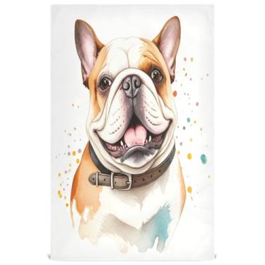 Imagem de Joisal Conjunto de toalhas de prato fofas de desenho animado buldogue cachorro conjunto de toalhas de prato decoração de cozinha panos de prato absorventes de secagem rápida 45 x 71 cm, 1 pacote