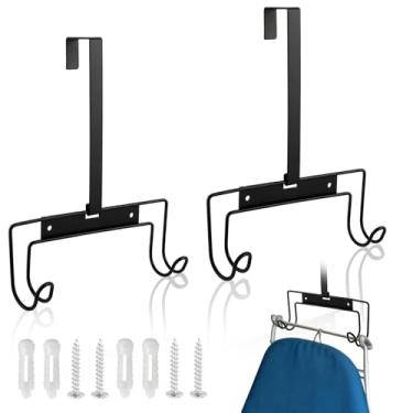 Imagem de Pacote com 2 cabides para tábua de engomar, suporte de parede de metal/cabide de tábua de passar sobre a porta para perna Y ou T, lavanderias