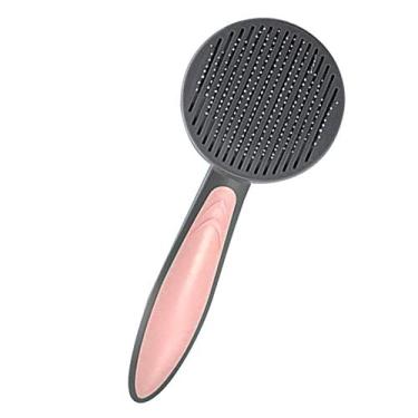 Imagem de Escova Slicker de Auto Limpeza para Cães Gatos Higiene Pets Removedor Pelo Cão Pente Ferramentas Massagem Botão Único Cabelo Cabo Ergonômico Macia Solto Nó Descamação Sujeira Pulgas Cuidado