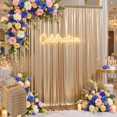 Imagem de Cortina de fundo de lantejoulas douradas champanhe brilhante de 15,2 x 3 m para festas, cortinas grossas sem rugas com glitter para fotos de fundo para fotos de aniversário, festa de casamento - 10