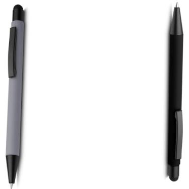 Imagem de Caneta Esferográfica Retrátil com Touch, Emborrachada em Metal, Escrita Azul, Ambidestra, para Adulto Design moderno para estudos (Cinza e Preto 2)