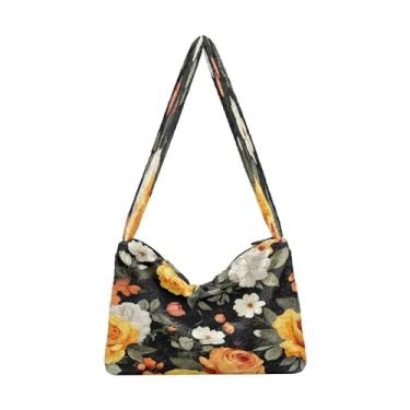 Imagem de GAIGEO Bolsas de ombro femininas com folhas de palmeira tropicais verdes, bolsa transversal para mulheres, bolsa feminina para uso ao ar livre, Rosa laranja e flor amarela - 2, One Size