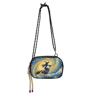 Imagem de TSENQUE Bolsas transversais pequenas femininas bolsas para celular pochete de viagem bolsas de ombro espiral galáxia bruxa