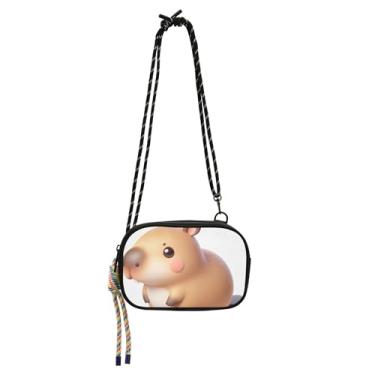 Imagem de TSENQUE Linda bolsa feminina de desenho capivara pequena bolsa transversal para celular com alça sobre o ombro bolsas de viagem casual fofa