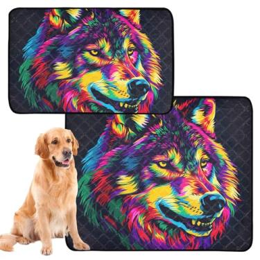 Imagem de TSENQUE Almofadas de xixi, lavável, impermeável, tapete para cercadinho de cachorro, estampa de cabeça de lobo, almofada extra grande absorvente para penico, pequeno x pacote com 3