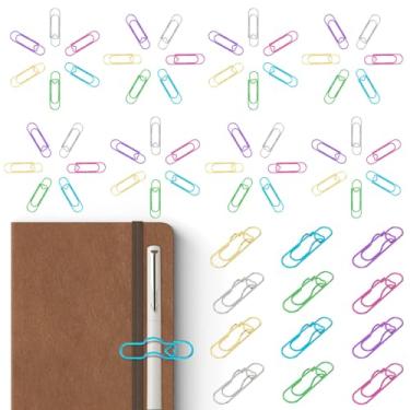 Imagem de Tcwhniev 60 peças de clipe de caneta de metal colorido, clipe de 7 cm para notebook, papel, diário, material de escritório (ouro/prata/roxo/rosa/floral/verde em forma de coração)