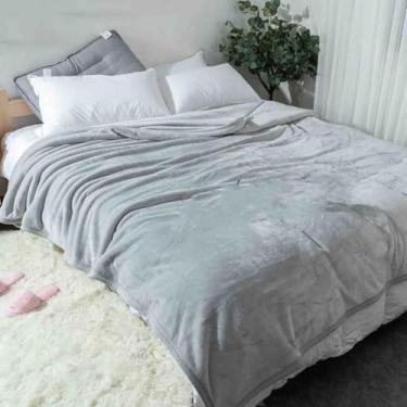 Imagem de Cobertor de lã, cobertores e mantas fofos, femininos, masculinos, para cama, adulto, longo, duplo, solteiro, para sofá, lã grossa de camada dupla, quente, inverno, macio e confortável (cinza A, 100 x