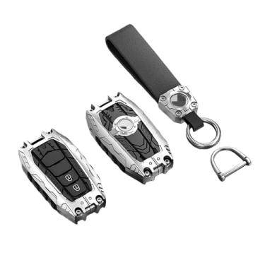 Imagem de Capa de metal para chave de carro com 2/3/4 botões, chaveiro compatível com Toyota Camry CHR Corolla RAV4 Avalon Land Cruiser Prado Prius 2017-2022(2 Buttons Silver)