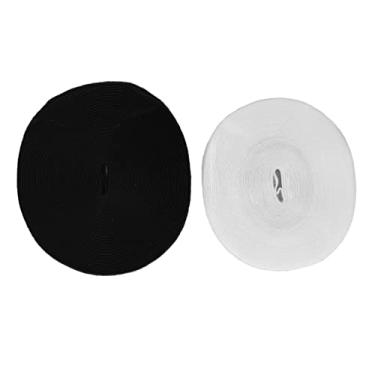Imagem de Fita de gancho e laço autoadesiva 2 peças 25 m de comprimento Preto Branco 2,5 cm de largura Nylon macio Corte DIY para escritório doméstico Costura Artesanato Roupas Sapatos