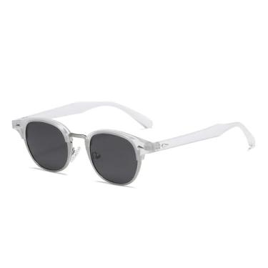 Imagem de Óculos de Sol UV400 - Metal Oval Punk com Rebites para Homens e Mulheres, Esportivos, para Corrida, Ciclismo e Atividades ao Ar Livre, Cinza Transparente