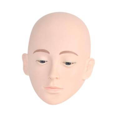 Imagem de oshhni Cabeça de manequim para extensão de cílios, modelo profissional portátil para prática de maquiagem, rosto macio para estilistas domésticos.