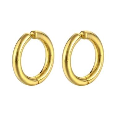 Imagem de Brincos De Argola Falsos Clássicos Unissex Em Aço Inoxidável, Clip-On,