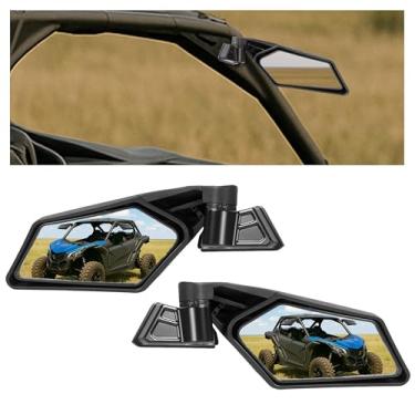 Imagem de TEBEDI Espelho retrovisor lateral X3 Ângulo de visão ajustável compatível com 2017-UP Can-am Maverick X3 XDS XRS MAX UTV espelhos laterais de vidro + plástico, 2 peças