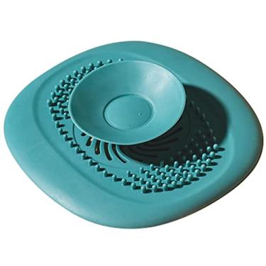Imagem de Tampa de ralo Plug com Capturador Cabelo Filtro Protetor Multifuncional 2-em-1 Silicone TPR Macio para Cozinha Banheiro Banheira Ralos