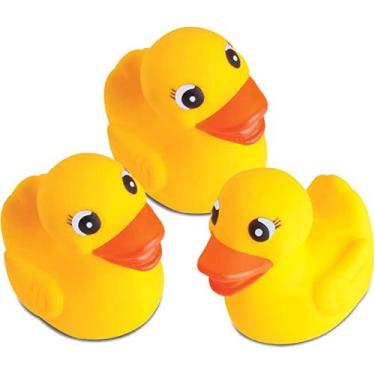 Imagem de Kit 3 Patinhos de Borracha Para Banho Piscina Bebê Infantil - Bee Toys