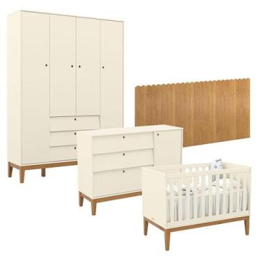 Imagem de Quarto de Bebê Unique 4 Portas com Cômoda Sapateira e Painel Farm Off 