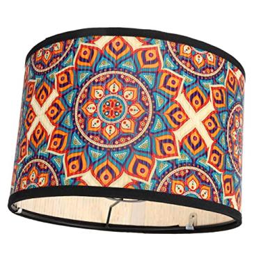 Imagem de Abajur Decoração retrô Decoração vintage para casa Lustre de flores Rústico Abajur para casa Abajur de bambu Abajur colorido para lustre Substituição de lâmpada Abajur clip-on (Color : Colorful, Siz