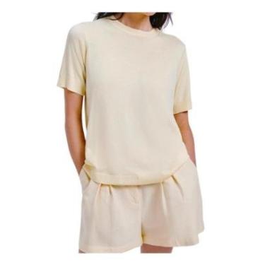 Imagem de Blusa Feminina Hering MC Tricot Leve Creme - K5CV2PSI-Feminino