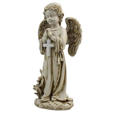 Imagem de Estátua de pátio de anjo solar, decorações de anjo solar para quintal,Estatuetas de enfeites de jardim de anjo de resina - Escultura de anjo ao ar livre à prova d'água para barcos, terraço, pátio, qui