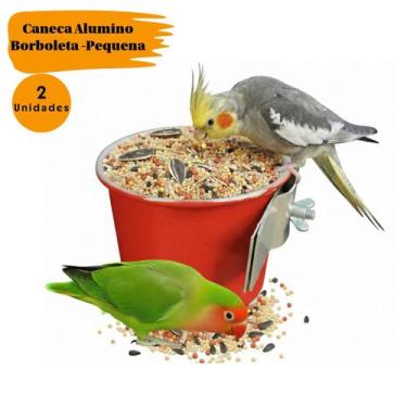 Imagem de 2 Canecas Pequena 190ml em Aluminio c/ Borboleta- Comedouro ou Bebedou