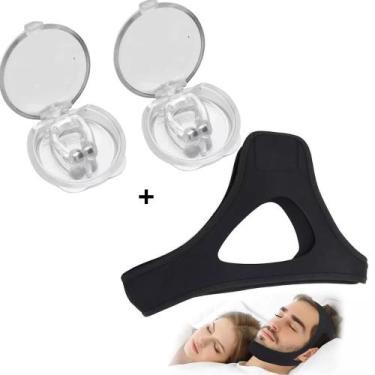 Imagem de Kit Anti Ronco com Máscara Ajustável e 2 Clips Nasais Magnéticos Reduz