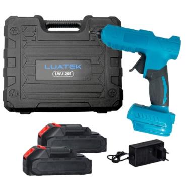 Imagem de Pistola de Cola Quente Profissional 21V com 2 Baterias de Lítio, Carregador Bivolt, Maleta de Transporte e 6 Bastões, Sem Fio