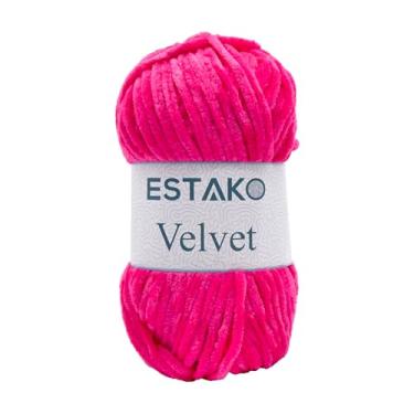 Imagem de Estako Cobertor de chenille de veludo de 100 ml, fio grosso Amigurumi para crochê e tricô, super volumoso (tamanho 6), (1980 - rosa neon)