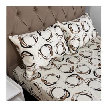 Imagem de Jogo de Lençol Casal 3 Peças Estampado 150 Fios com Elástico + Fronha de Zíper – Ideal para Cama Box e Padrão, Macio para Dormitório (Modelo - 13)