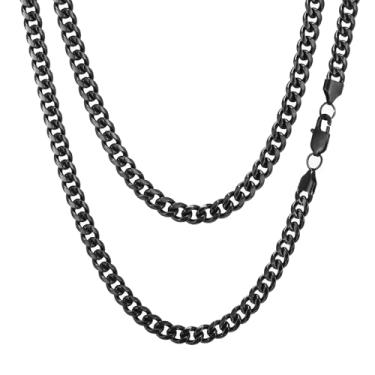Imagem de Colar de corrente de elos cubanos para homens e mulheres, banhado a ouro, prata, preto, aço inoxidável, grosso, colar hip hop, 3 mm/4 mm/5 mm/6 mm/7 mm/8 mm de largura, 45 a 66 cm, joias duráveis