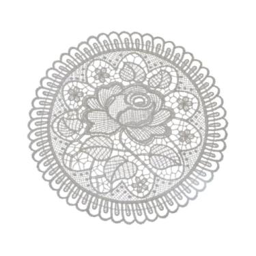 Imagem de Placemat Toalha de mesa branca feita à mão com bordado de flores e crochê (35 cm-6)