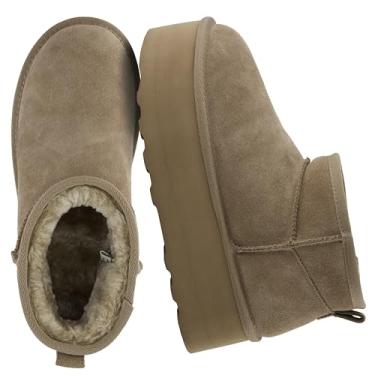 Imagem de CUSHIONAIRE Hippy Bota feminina plataforma no tornozelo – camurça genuína, forro de pele sintética, design confortável de inverno, calçado confortável com larguras disponíveis, Musgo, 36
