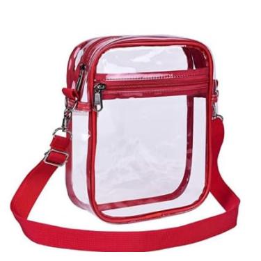 Imagem de Bolsa de ombro diagonal de praia à prova d'água portátil de PVC transparente, Vermelho, Lazer