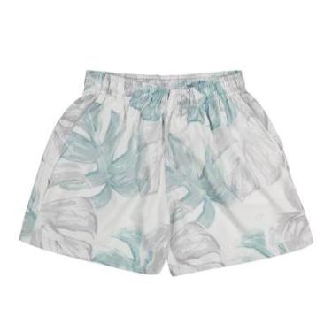 Imagem de Bermuda Infantil Menino Ogochi em Tactel Folhas Verde Água-Masculino