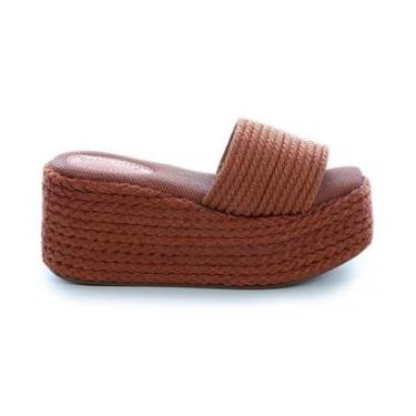 Imagem de Sandália Flat Plataforma Cordas Jully Caramelo-Feminino
