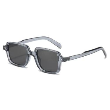 Imagem de HCHES Óculos de Sol Femininos de Luxo com Lentes Degradê em Tartaruga e Rebites Retrô Masculinos com Proteção UV400 (Cinza e Preto)