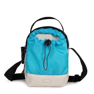 Imagem de Bolsa tiracolo unissex multifuncional de grande capacidade com alça de ombro ajustável com suporte para garrafa de água para caminhadas ao ar livre e viagens, Azul