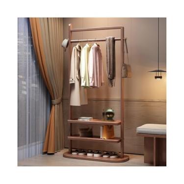 Imagem de Cabide de madeira maciça corredor chão quarto pequeno casa sala de estar simples cabide hotel casa de família novo estilo chinês cabide chapéu suporte (nogueira)