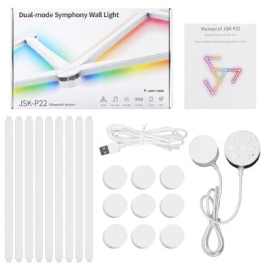 Imagem de Generic Fita de LED inteligente, 16 milhões de efeitos RGB, modo rítmico, manual e aplicativo, controle remoto, luz LED sem perfuração, montagem na parede, barra de luz conectável em forma de faça