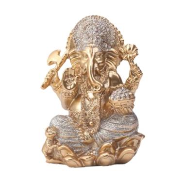 Imagem de Generic Estátua dourada do Senhor Ganesha em resina, escultura ornamental do hindu elefante, para decoração de interiores, escritório, casa e de