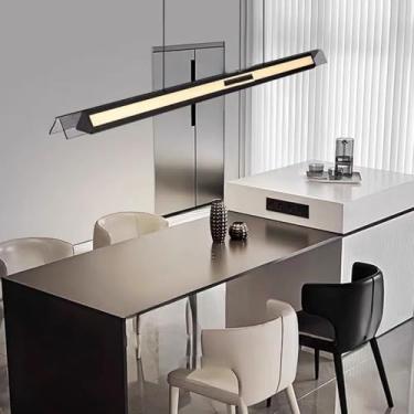 Imagem de Luminária pendente LED regulável, lustre moderno para restaurante, mesa de jantar, design linear com controle remoto, luminária suspensa para mesa de jantar, sala de estar, cozinha, luz de t