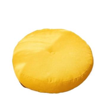 Imagem de Almofada de assento de chão cor sólida adequada para almofadas de assento redondas de ioga pufe sofá cadeira cama almofadas de assento de carro (amarelo, redondo 42 cm)
